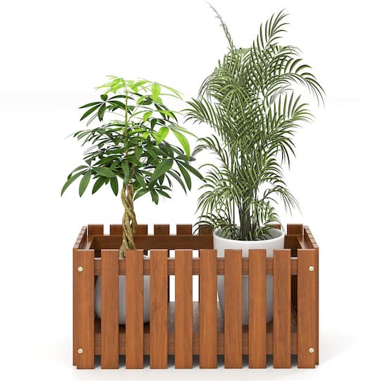 Costway 25" x 12" Solid Wood Slat Style Outdoor Flower Planter Box, 2ct.